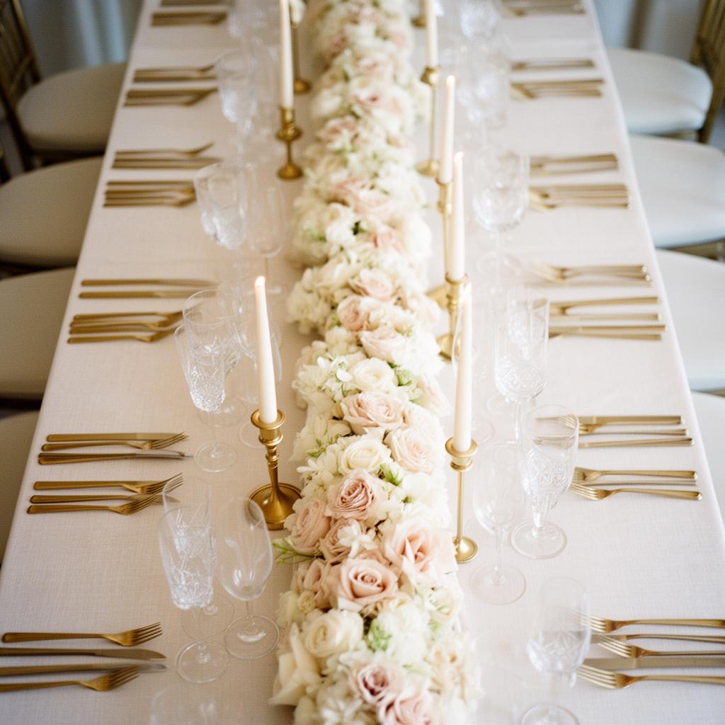 Symmetrical luxury reception table setting